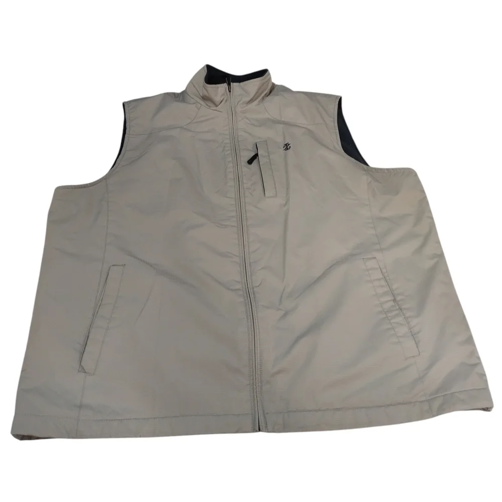 IZOD Vest Men's Tan/Beige Color Fleece lined Jacket Vest Size Large - Picture 3 of 7